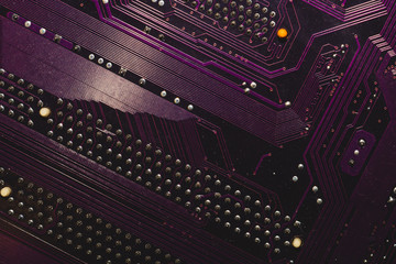 Electronic circuit board abstract background. computer motherboard close up. micro elements of computer. Intelligent technology