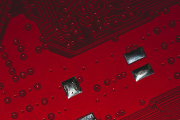 Electronic circuit board abstract background. computer motherboard close up. micro elements of...
