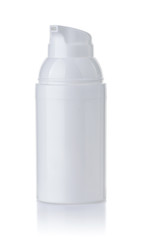 White blank plastic cosmetics bottle