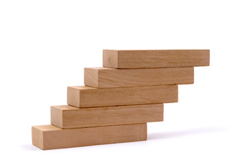 Wood block stacking as step stair, Business concept for growth success process.