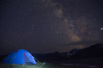 Tent under the stars in Altai mountains, Mongolia