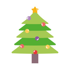 Fototapeta premium merry christmas pine tree star balls decoration icon