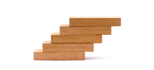 Wood block stacking as step stair, Business concept for growth success process.