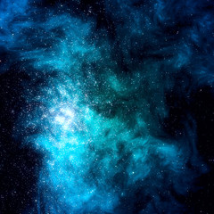 Fototapeta na wymiar Image of many shining stars on a foggy night sky. Print. Abstract pattern of a bright galaxy on a black universe background.