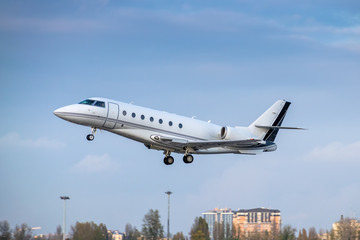 Business jet takeoff