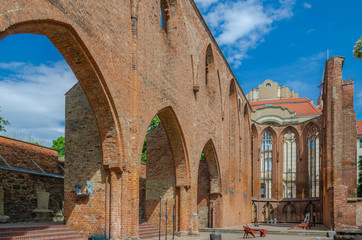 Fototapeta na wymiar Berlin, Germany - 16 05 2012: Ruin of the Franciscan monastery church