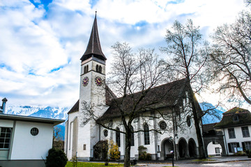 Fototapeta na wymiar The Castle church of Interlaken, Switzerland.