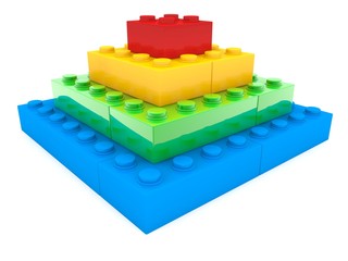 Colored toy brick building