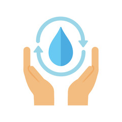 Fototapeta na wymiar ecology renewable environment hands water drop icon