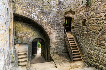 Stairs in old castle ruins, heritage