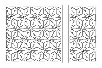 Set decorative card for cutting. Arab geometric mosaic pattern. Laser cut. Ratio 1:1, 1:2. Vector illustration.