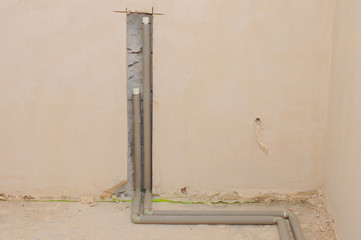 Domestic plumbing pipes connections for heating radiator.