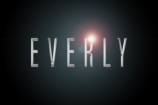 first name Everly in chrome on dark background with flashes