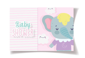 cute elephant with sweater baby shower card