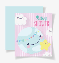 kawaii world star clouds baby shower card