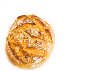 Fresh Homemade bread food from natural flour, good for everyone's breakfast on a white background.