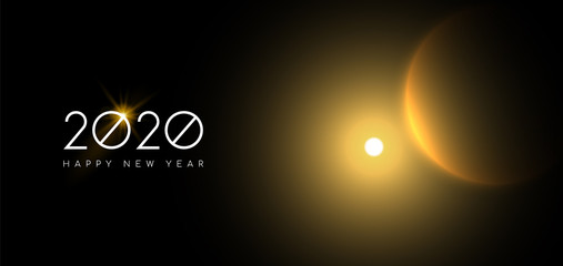 New Year 2020 gold sun eclipse sky web banner