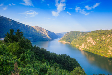 Naklejka na ściany i meble Danube river summer landscape