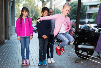 Fototapeta premium Children play on street