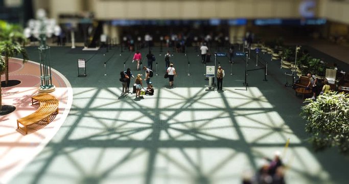 tilt shift time lapse in MCO airport 