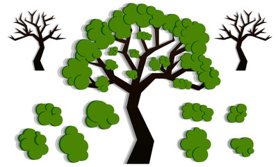 3d papercut style vector  editable tree