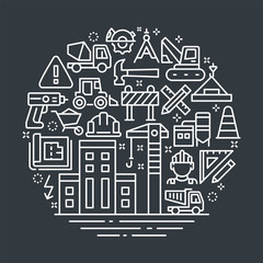 Fototapeta premium Construction Outline Illustration Concept.