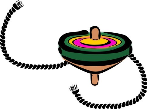 日本のおもちゃであるコマとコマを回すための紐