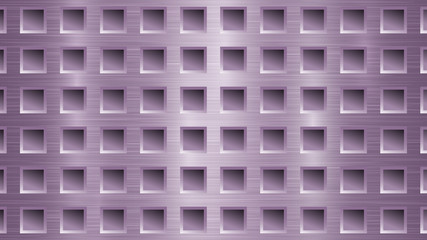 Abstract metal background with square holes in light purple colors