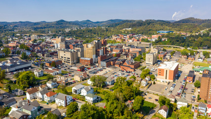 Bright Sun Late Afternoon Aerial Perspective Clarksburg West Virginia