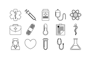 Variety medical icon set pack vector design
