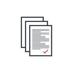 Multiple documents with check mark. Papers in stock icon. Stock Vector illustration isolated on white background.