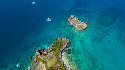 Plakat Aerial view on turquoise water with boats