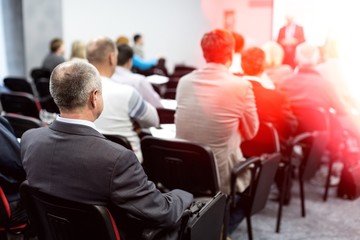 People on the Conference. Back View. Horizontal Image