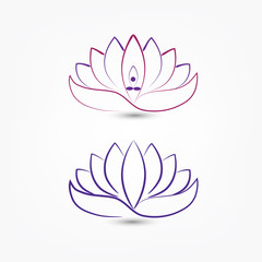 Set of purple lotus flower logo vector