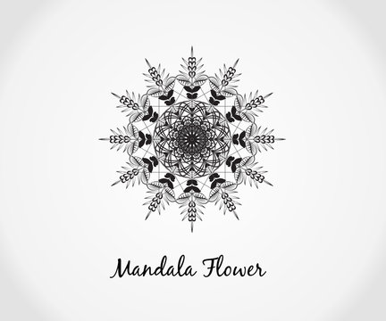 Mandala Flower Sketch Vector Logo