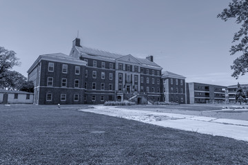 Old abandoned buildings on Governors Island, New York