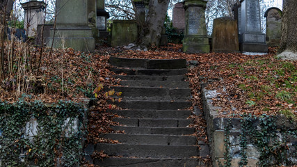Old steps leading up to gravestones