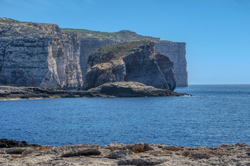 Fototapeta na wymiar Fungus Rock in Dwejra Bay at Maltese Island of Gozo, Malta