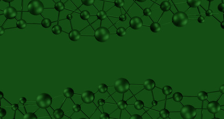 molecular net background, abstract futuristic background technology concept green color with empty space. 3d illustration