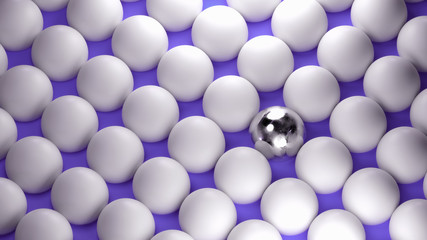 Abstract balls pattern on purple background, 3D Rendering, 3D Illustration
