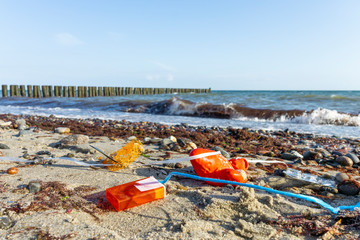 garbage and wastes on the beach