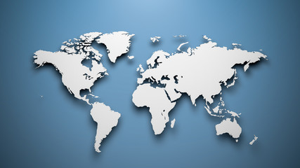 Fototapeta World map on blue background  obraz
