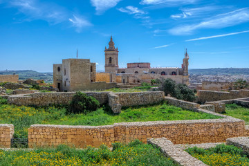 Fototapeta na wymiar View of historic Citadel In Malta (the Gran Castello)