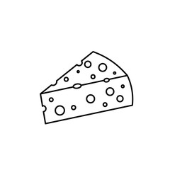 Cheese outline icon on white background. Piece of cheese