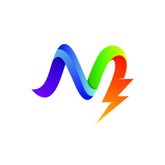 Letter M Thunder Logo Design