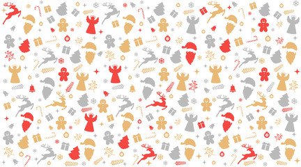 Materiał do szycia Merry Christmas decorations elements seamless pattern border. Vector file organized in layers for easy editing.