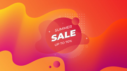 The background for the summer sale with a modern abstract style and fluid elements flow with gradations of color.