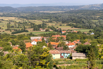 Fototapeta na wymiar Panorama from Monastery to village of Lesje, Serbia