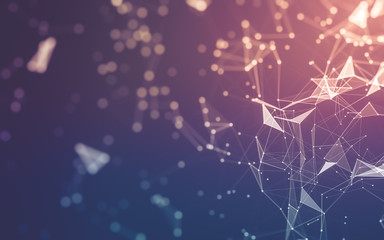 Abstract background. Molecules technology with polygonal shapes, connecting dots and lines....