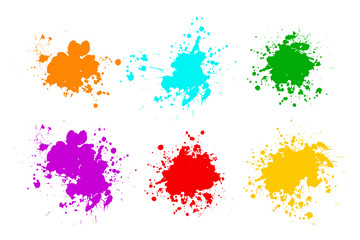 Color ink splashes. Grunge splatters. 